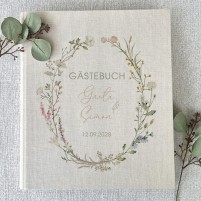 Gästebuch Hochzeit - Wiesenkranz - Ordner A4 - Beige