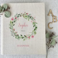 Zeugnismappe - Kranz Sophie - A4 - Beige