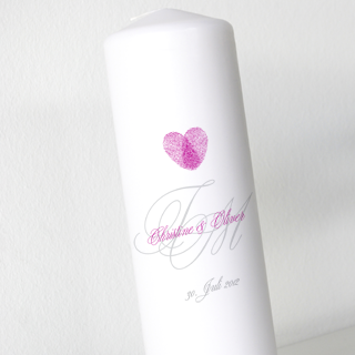 Hochzeitskerze - Fingerabdruck Pink-Grau